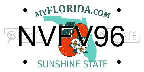 NVFV96 Florida License Plate