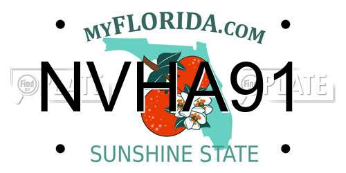 NVHA91 Florida License Plate