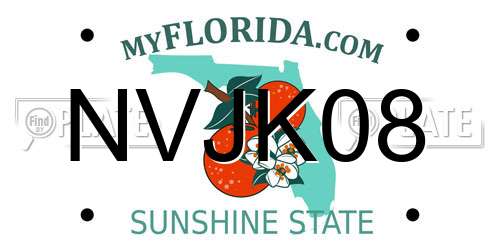 NVJK08 Florida License Plate
