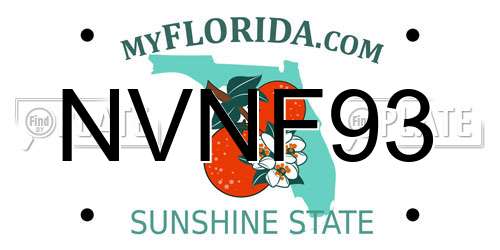 NVNF93 Florida License Plate