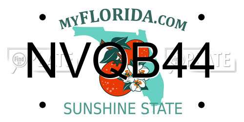 NVQB44 Florida License Plate