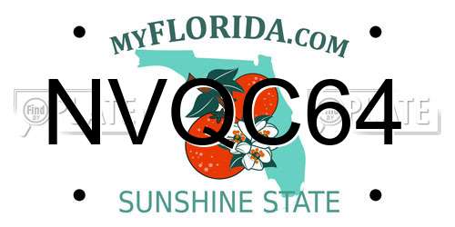 NVQC64 Florida License Plate