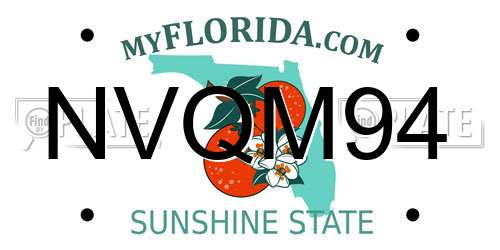 NVQM94 Florida License Plate