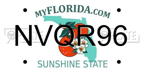 NVQR96 Florida License Plate