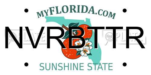NVRBTTR Florida License Plate
