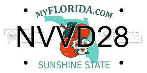 NVVD28 Florida License Plate