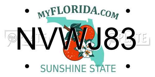 NVWJ83 Florida License Plate