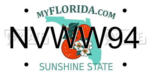 NVWW94 Florida License Plate