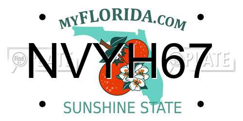 NVYH67 Florida License Plate