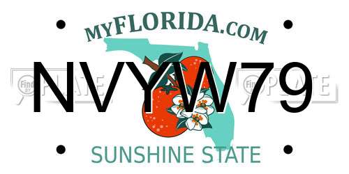 NVYW79 Florida License Plate