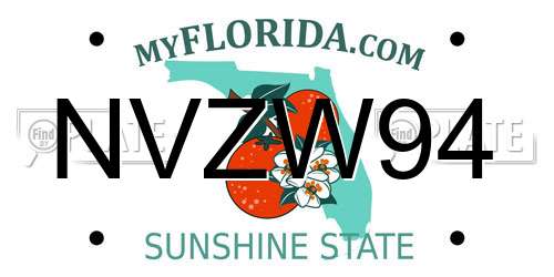 NVZW94 Florida License Plate