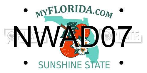 NWAD07 Florida License Plate