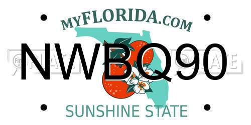 NWBQ90 Florida License Plate