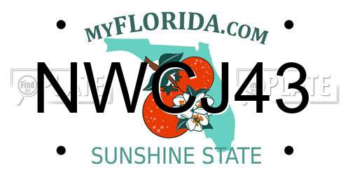NWCJ43 Florida License Plate