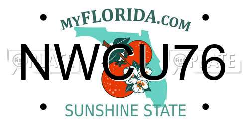 NWCU76 Florida License Plate