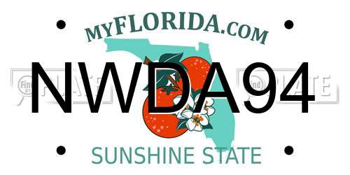 NWDA94 Florida License Plate