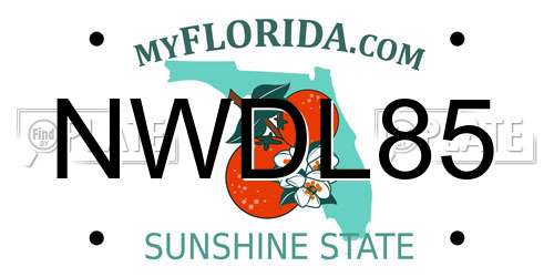 NWDL85 Florida License Plate