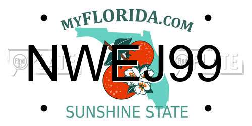NWEJ99 Florida License Plate