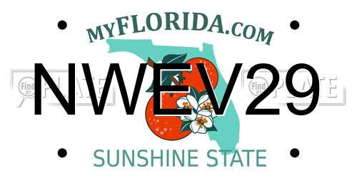 NWEV29 Florida License Plate
