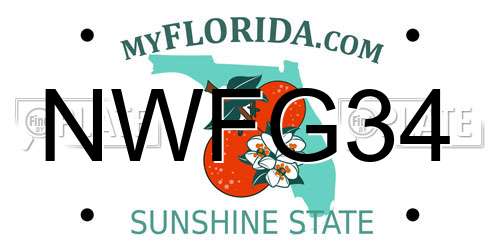 NWFG34 Florida License Plate