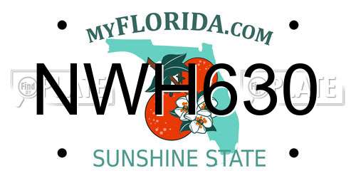 NWH630 Florida License Plate