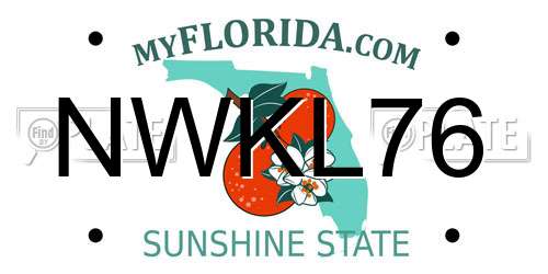 NWKL76 Florida License Plate