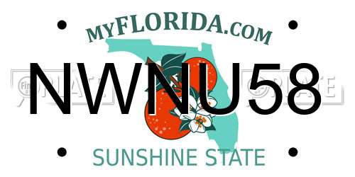 NWNU58 Florida License Plate