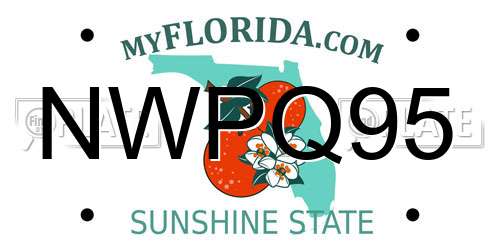NWPQ95 Florida License Plate