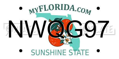 NWQG97 Florida License Plate