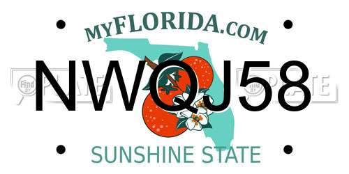 NWQJ58 Florida License Plate