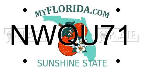 NWQU71 Florida License Plate