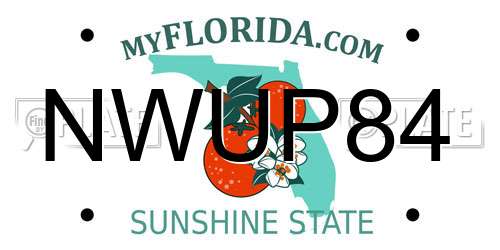 NWUP84 Florida License Plate