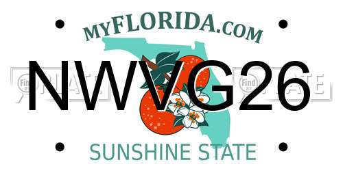 NWVG26 Florida License Plate