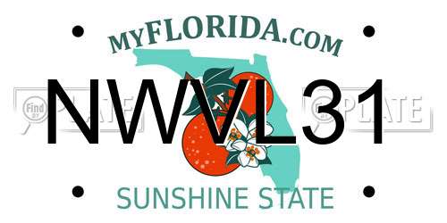NWVL31 Florida License Plate