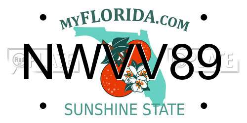 NWVV89 Florida License Plate