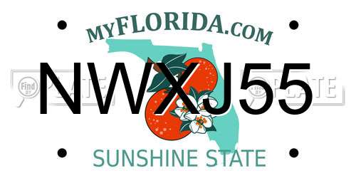 NWXJ55 Florida License Plate