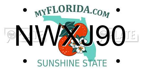 NWXJ90 Florida License Plate