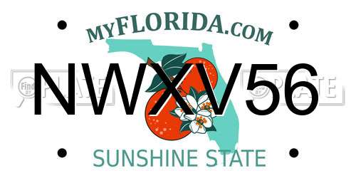 NWXV56 Florida License Plate
