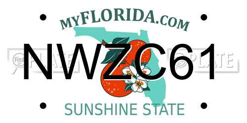 NWZC61 Florida License Plate