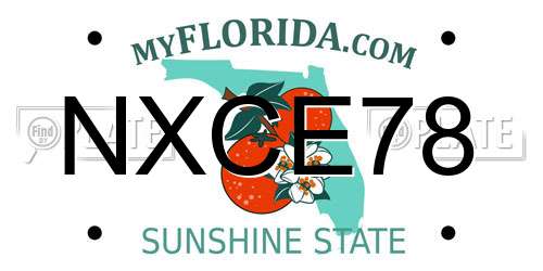 NXCE78 Florida License Plate