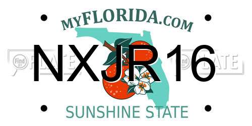 NXJR16 Florida License Plate