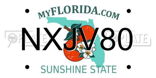NXJV80 Florida License Plate