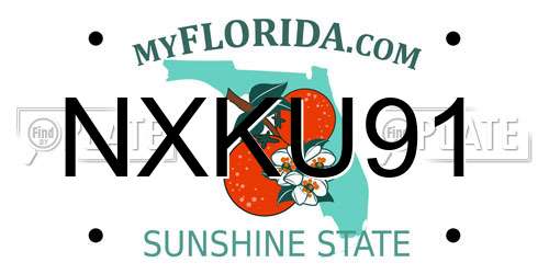 NXKU91 Florida License Plate