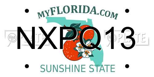 NXPQ13 Florida License Plate