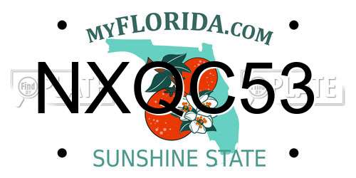 NXQC53 Florida License Plate