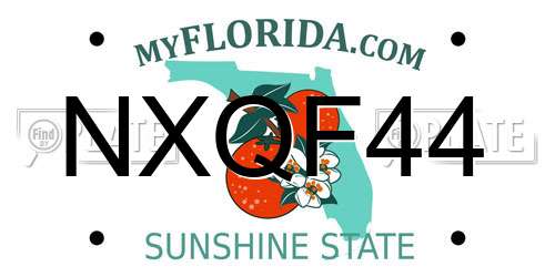 NXQF44 Florida License Plate