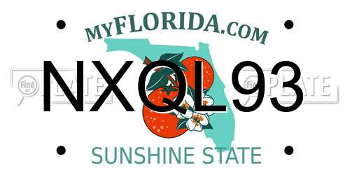 NXQL93 Florida License Plate