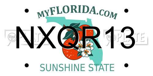 NXQR13 Florida License Plate