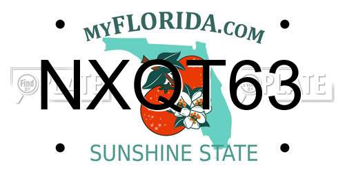 NXQT63 Florida License Plate