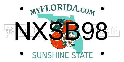 NXSB98 Florida License Plate